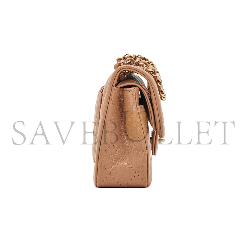 Ch**el master quilted caviar small classic double flap bag dark beige 203204 (23*14.5*6cm)
